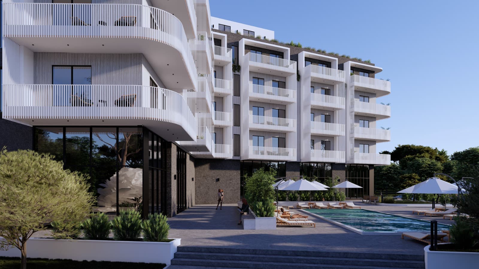 Yüzme Havuzlu Modern Bina - Görsel 3