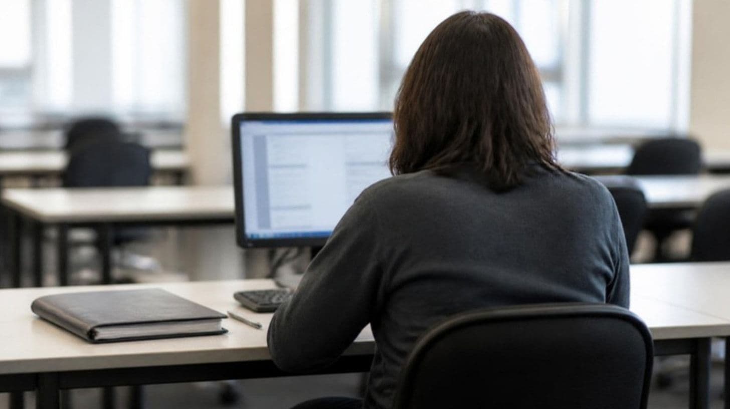 Kandidat rješava test na računaru u ispitnoj sali