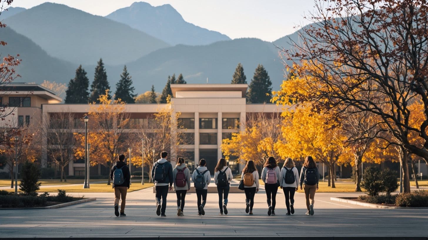 Students walking across a university campus in Podgorica