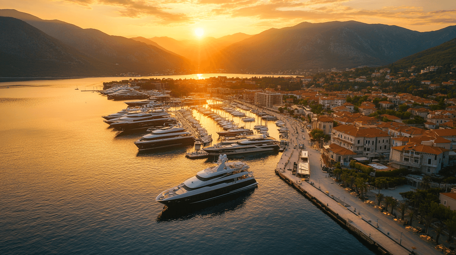 Porto Montenegro Tivat — Luxusmarinas aus der Luft
