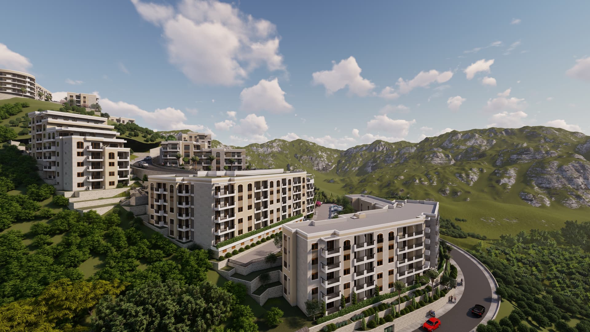 Mega Mall'da Teraslı Lüks 2+1 Daire, Yeni Budva Kompleksinde